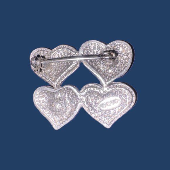 Vintage AJMC Heart Brooch Silver Hardware Highly Collectible EUC - Picture 4 of 11